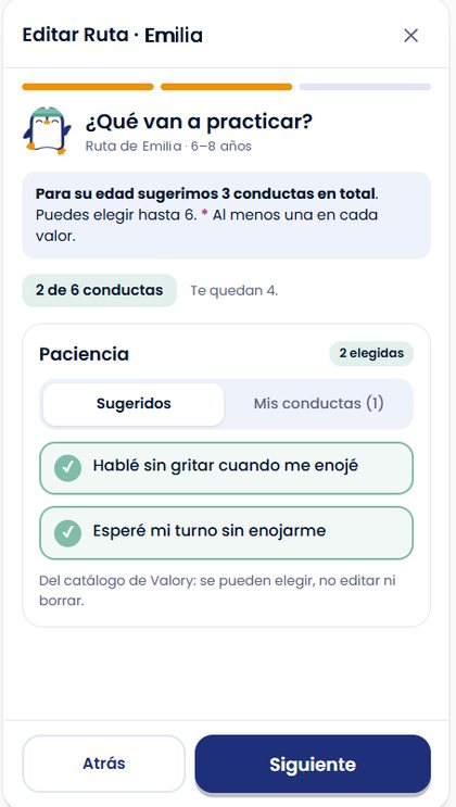 Elegir las conductas que se van a practicar